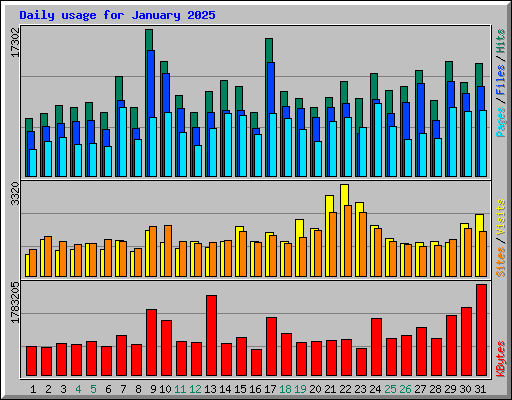Daily usage for January 2025