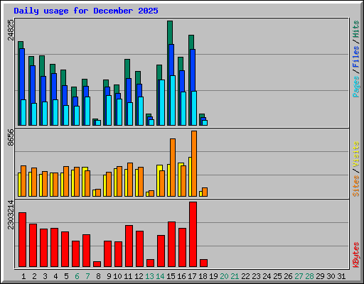 Daily usage for December 2025